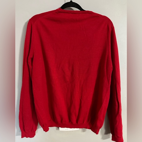 Calvin Klein Extra Fine Merino Wool Men's Red V Neck Sweater - Picture 11 of 12